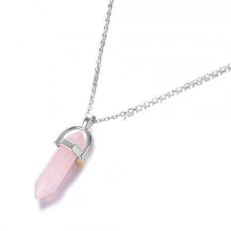 Healing Pink Rose Quartz Pendant Necklace - Image 7