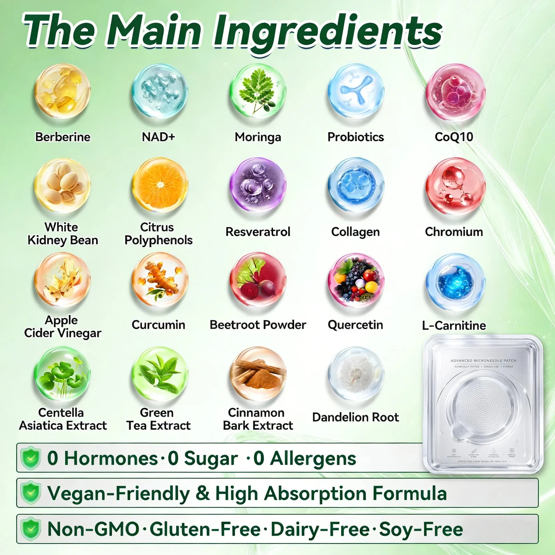 Moringa Berberine ร NAD+ 10-in-1 Advanced Nano Microneedle Patch - Image 6